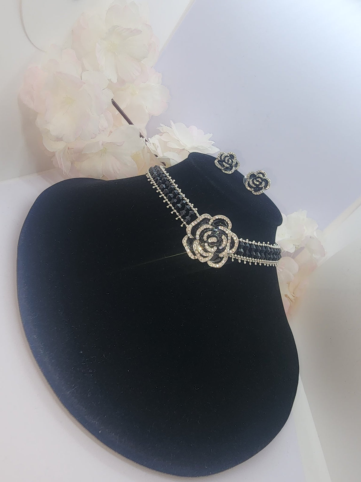 black rose choker necklace earrings set2 toronto maison farhat