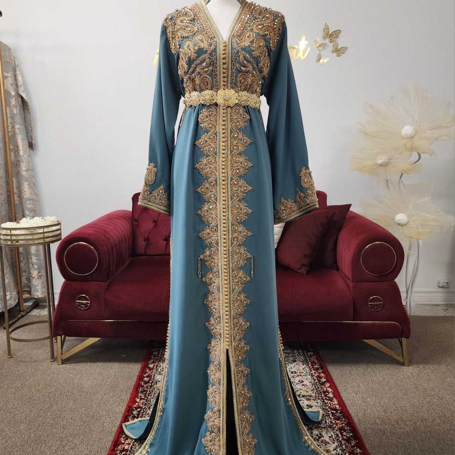 Caftan Amira – Petrol Blue | Maison Farhat