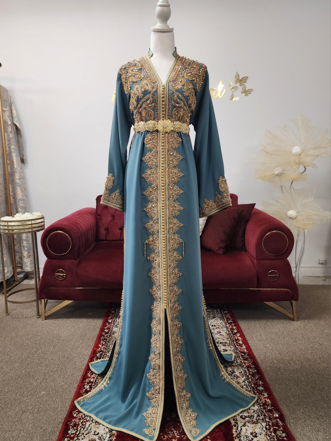 Caftan Amira – Petrol Blue | Maison Farhat