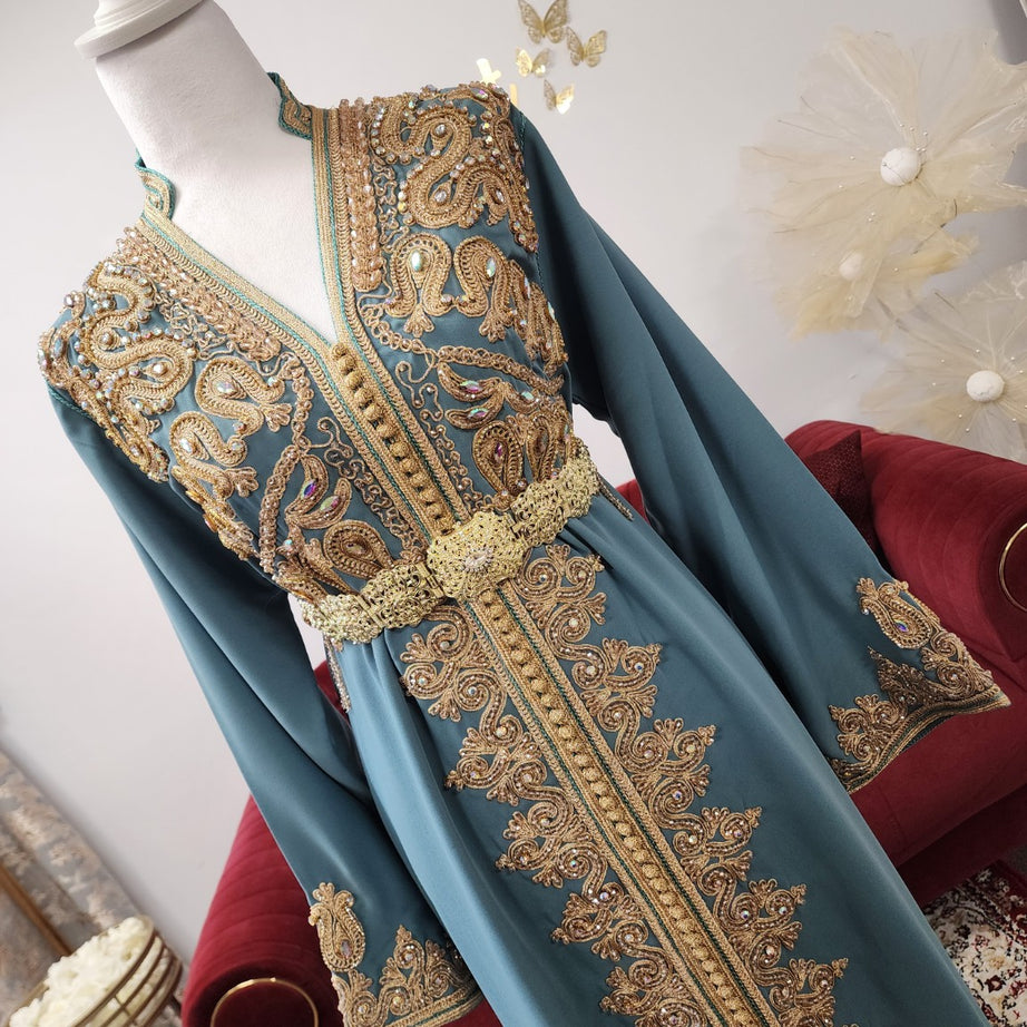 Caftan Amira – Petrol Blue | Maison Farhat