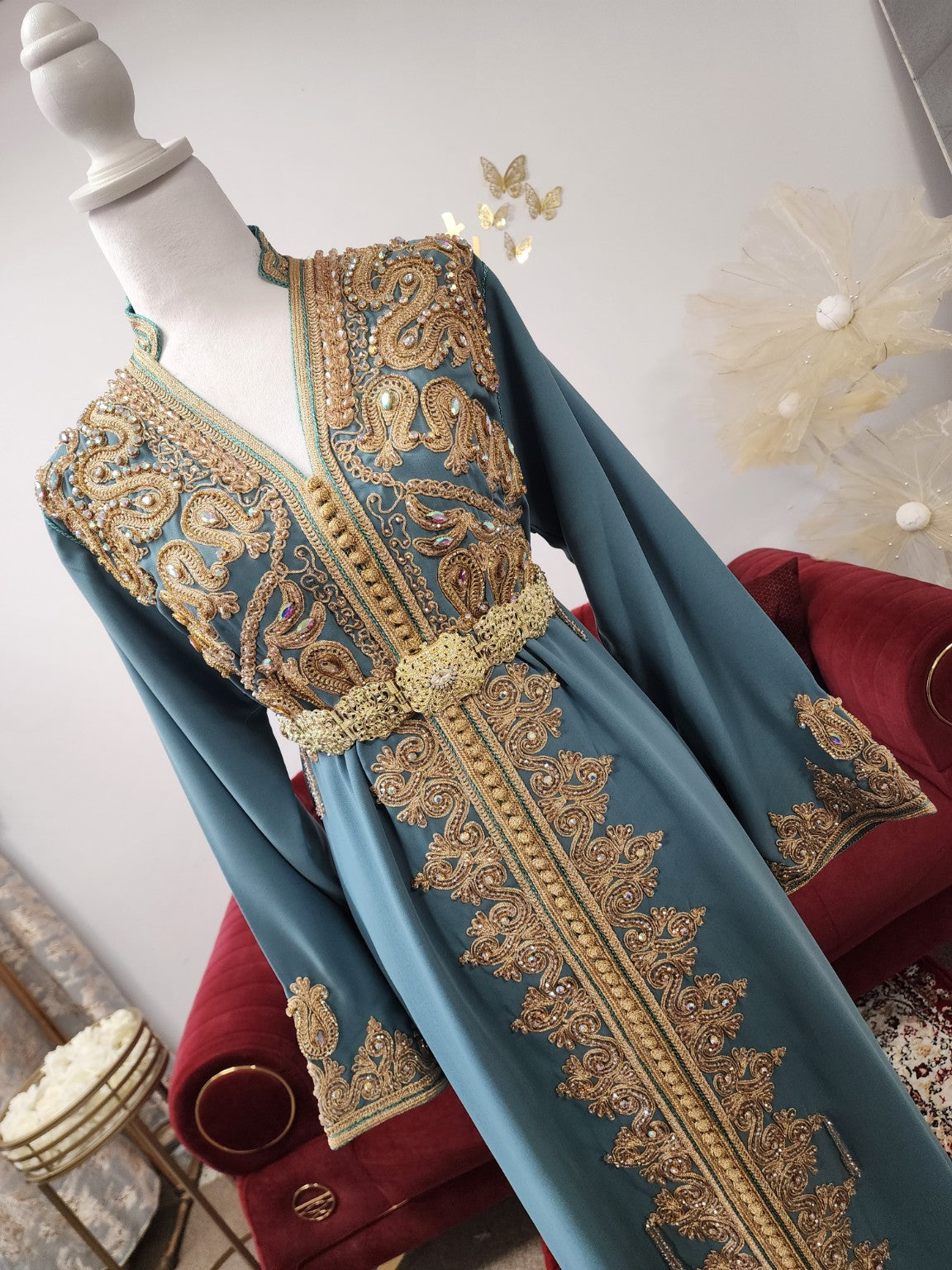 Caftan Amira – Petrol Blue | Maison Farhat