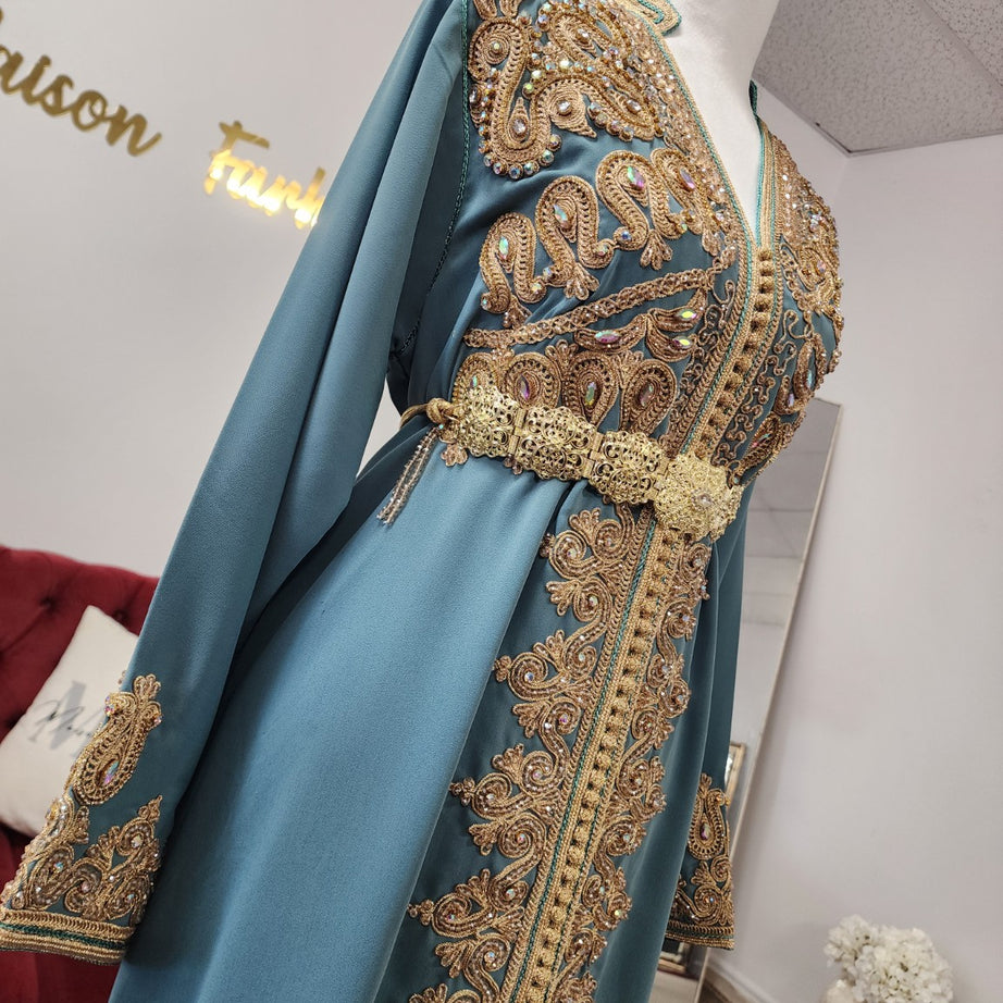 Caftan Amira – Petrol Blue | Maison Farhat
