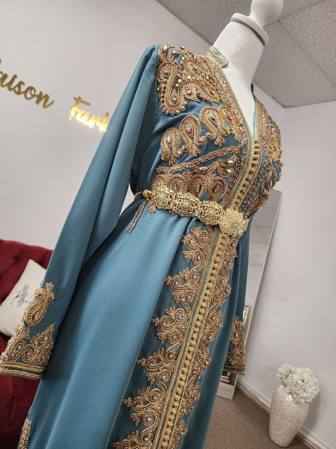 Caftan Amira – Petrol Blue | Maison Farhat