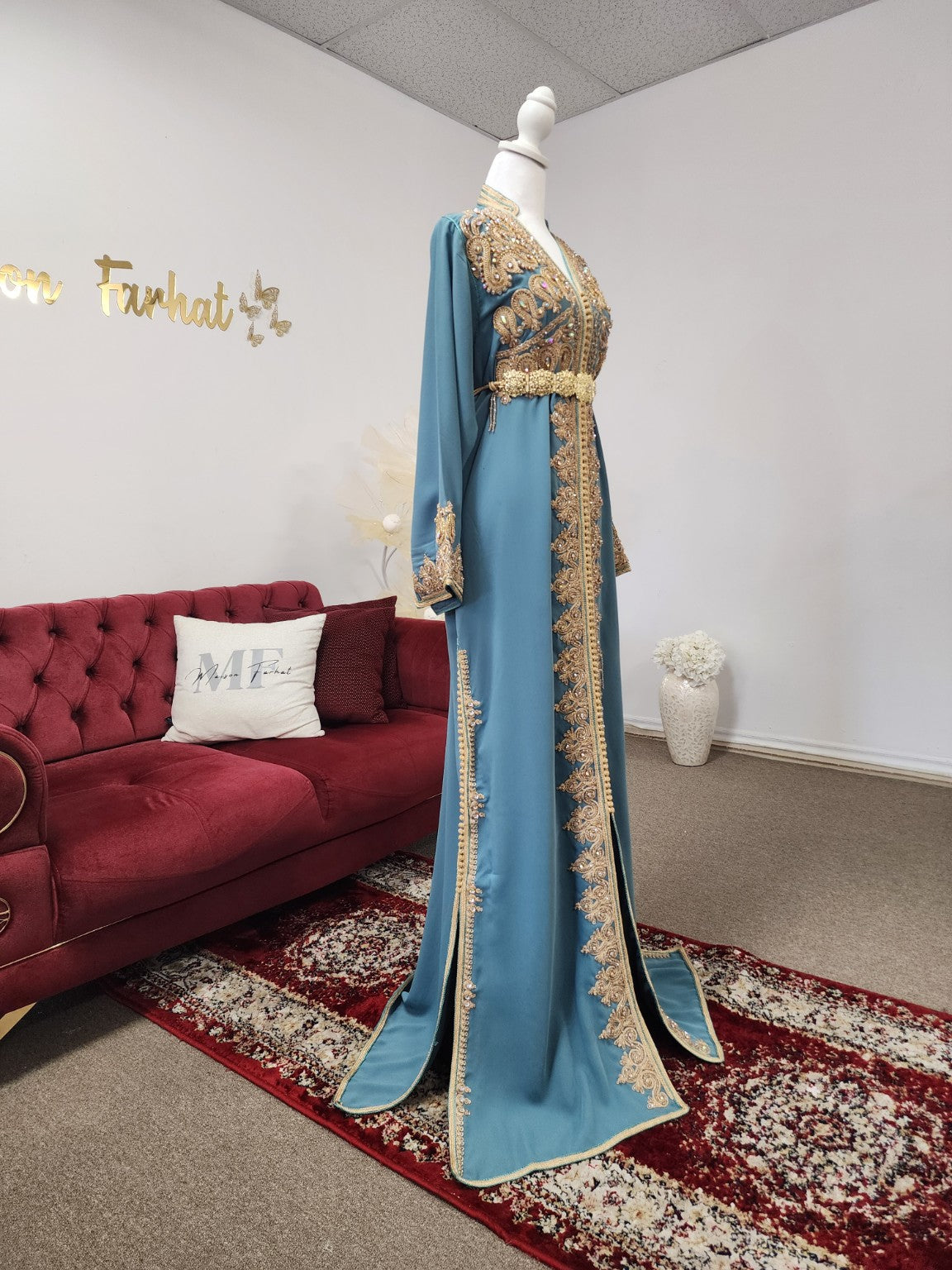 Caftan Amira – Petrol Blue | Maison Farhat