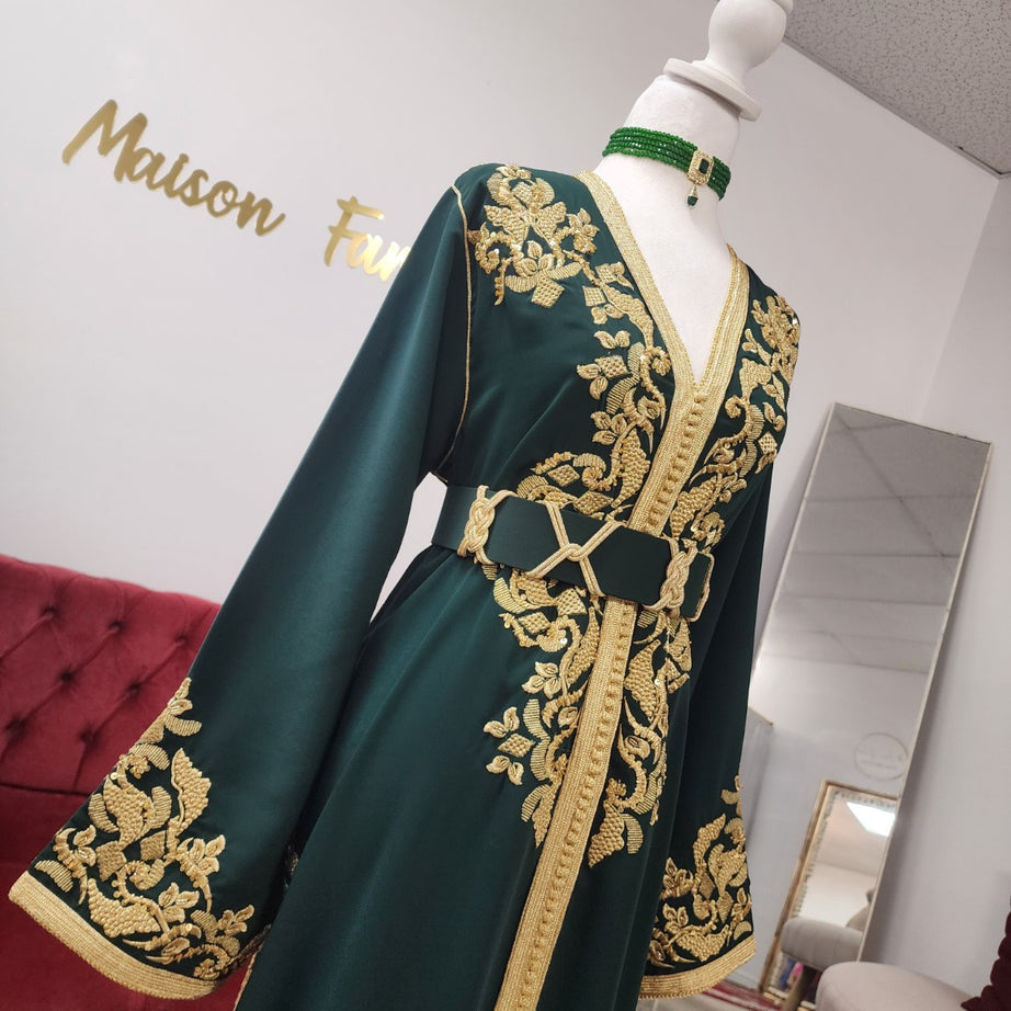 Caftan April – Emerald Green, Maison Farhat