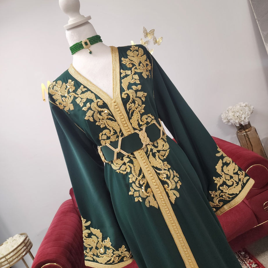 Caftan April – Emerald Green, Maison Farhat