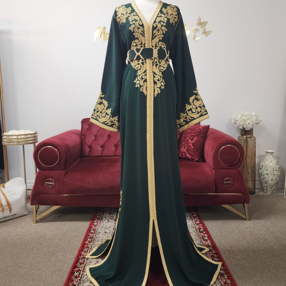 Caftan April – Emerald Green, Maison Farhat