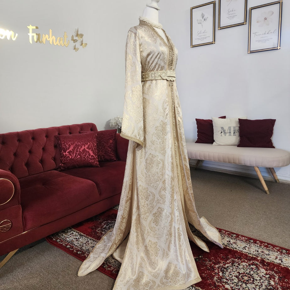 Caftan Elhaj Omar – Ivory & Gold, Maison Farhat