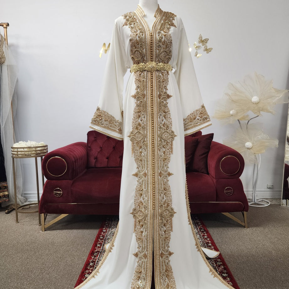 Maison Farhat – Caftan Ivoire Doré – Éclat Royal – vue 1