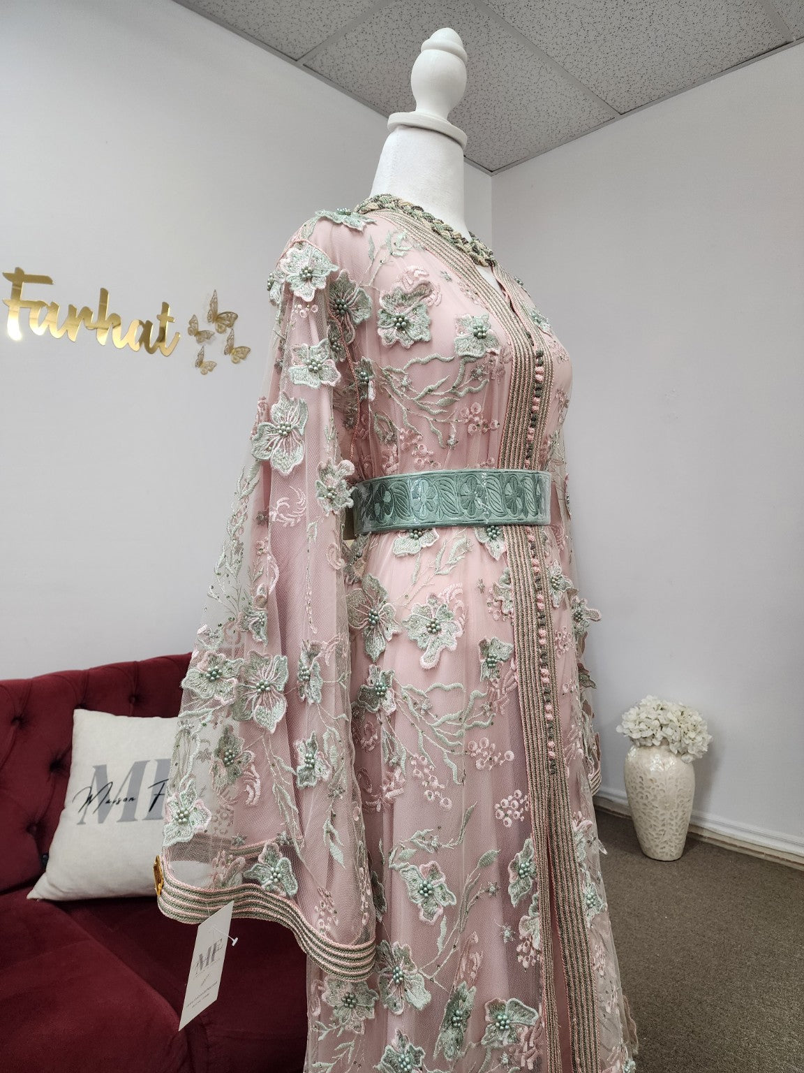 Maison Farhat – Caftan Jardin de Sauge – Rose poudré – vue 5