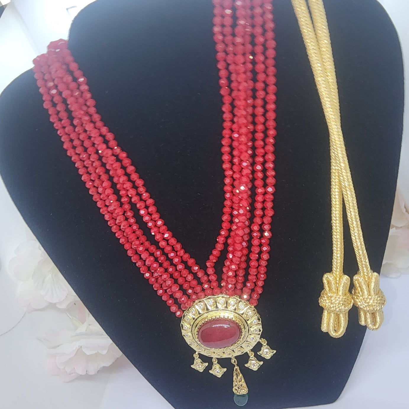 red beaded necklace gold pendant2 toronto maison farhat