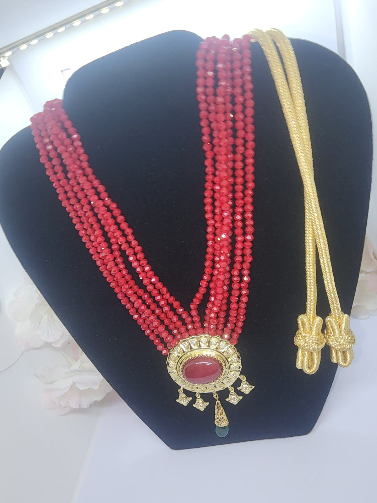 red beaded necklace gold pendant2 toronto maison farhat