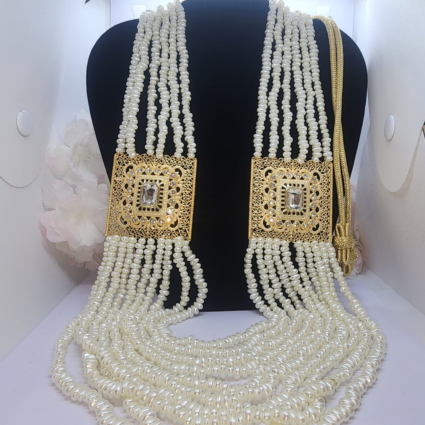 white pearl necklace gold pendant1 montreal maison farhat