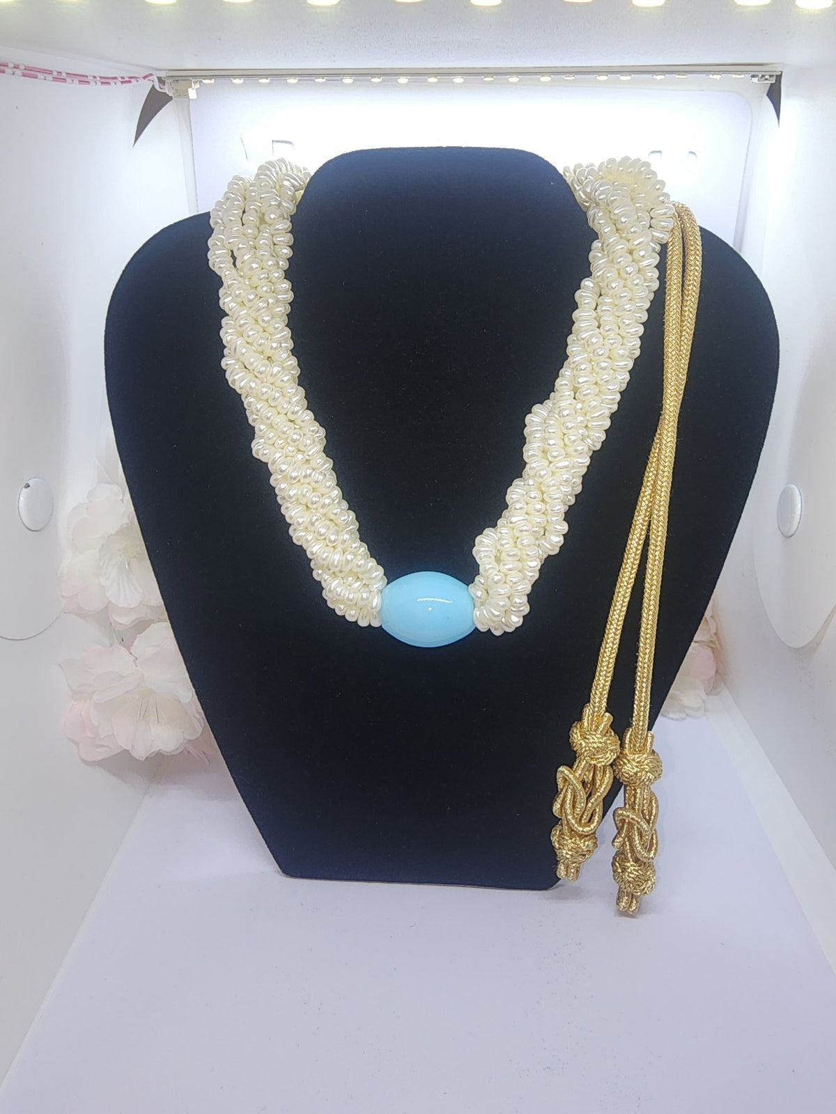 white pearl twisted necklace blue stone2 dearborn maison farhat
